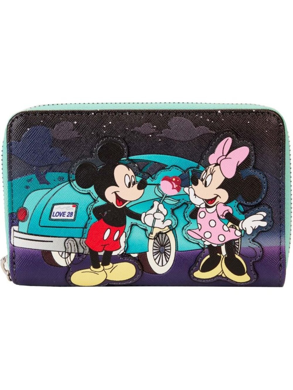 Faux Leather Zip Wallet - Disney Mickey & Minnie Date Night Drive-In Design